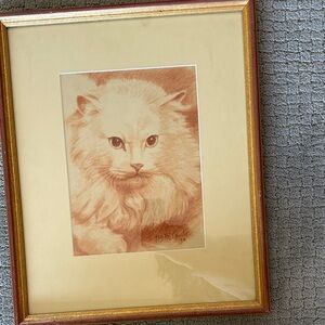 Framed Cat Portrait in Gold Frame